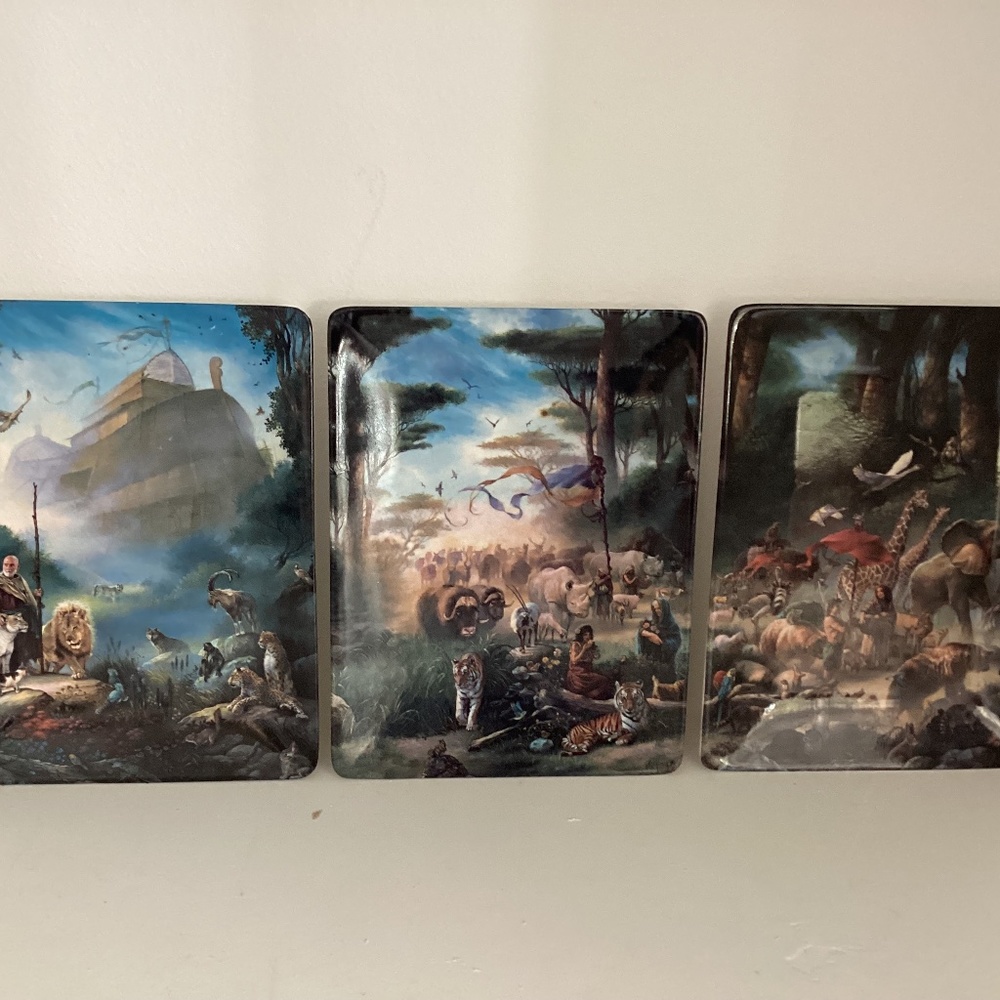 The Invitation Noah's Ark Tom DuBois Bradford Display & 3 Ceramic Decor.Plates